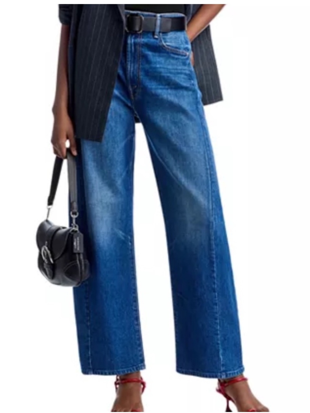 MOTHER Lil Full Pipe Flood Jeans in It's A Small World Barrel Jeans 27 Petite